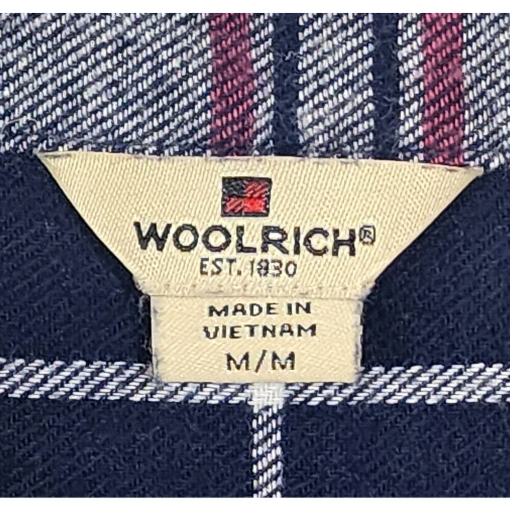 Woolrich Flannel Shirt Button Up Plaid Blue White 100% Cotton Womens Size Medium - Picture 4 of 9